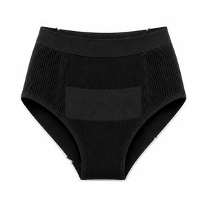 Flat lay of the Secret Saviours C-section recovery brief showing the smooth front panel over the scar area